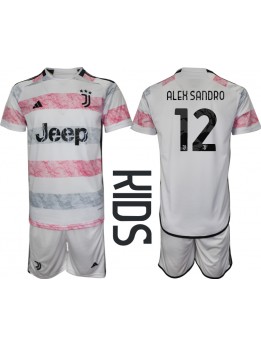 Juventus Alex Sandro #12 Replika Borta Kläder Barn 2023-24 Kortärmad (+ byxor)